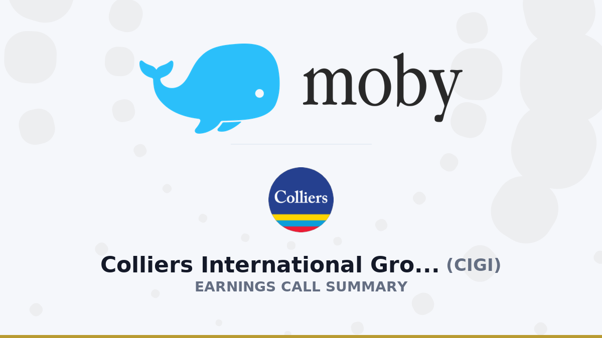 Colliers International Group Inc. Résumé de l'appel aux résultats du deuxième trimestre 2026