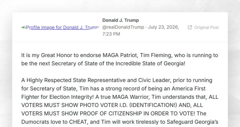 C'est un grand honneur pour moi de soutenir MAGA Patriot, Tim Fleming, qui se présente comme prochain secrétaire de…
