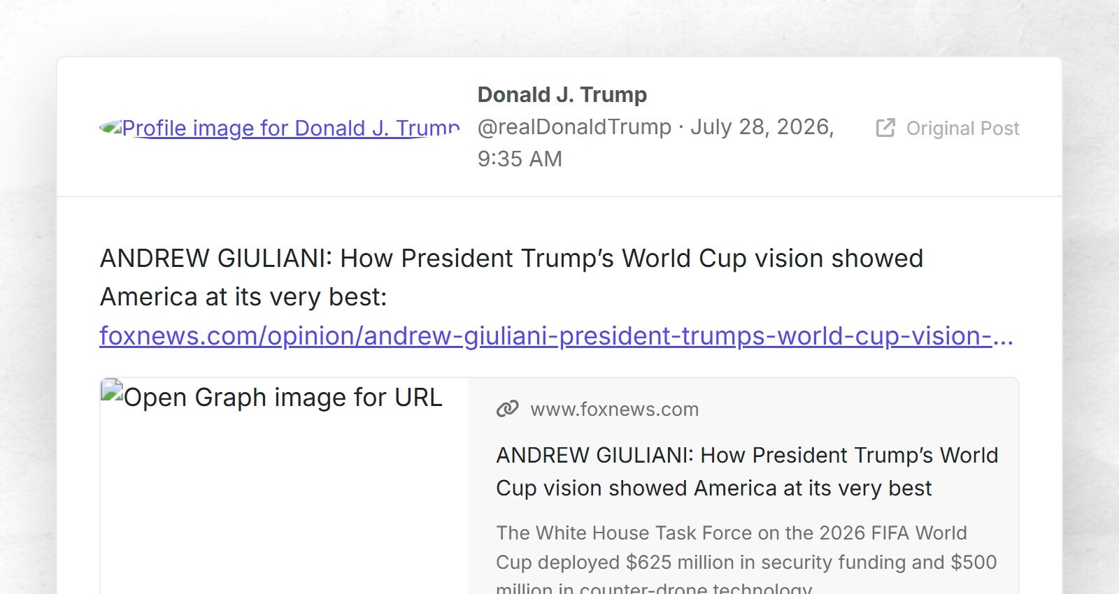 ANDREW GIULIANI : Comment la vision du président Trump pour la Coupe du monde a montré l’Amérique à son meilleur :…