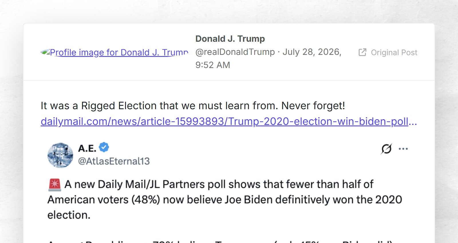 Ce fut une élection truquée dont nous devons tirer les leçons. N'oubliez jamais ! dailymail.com/news/article-159…