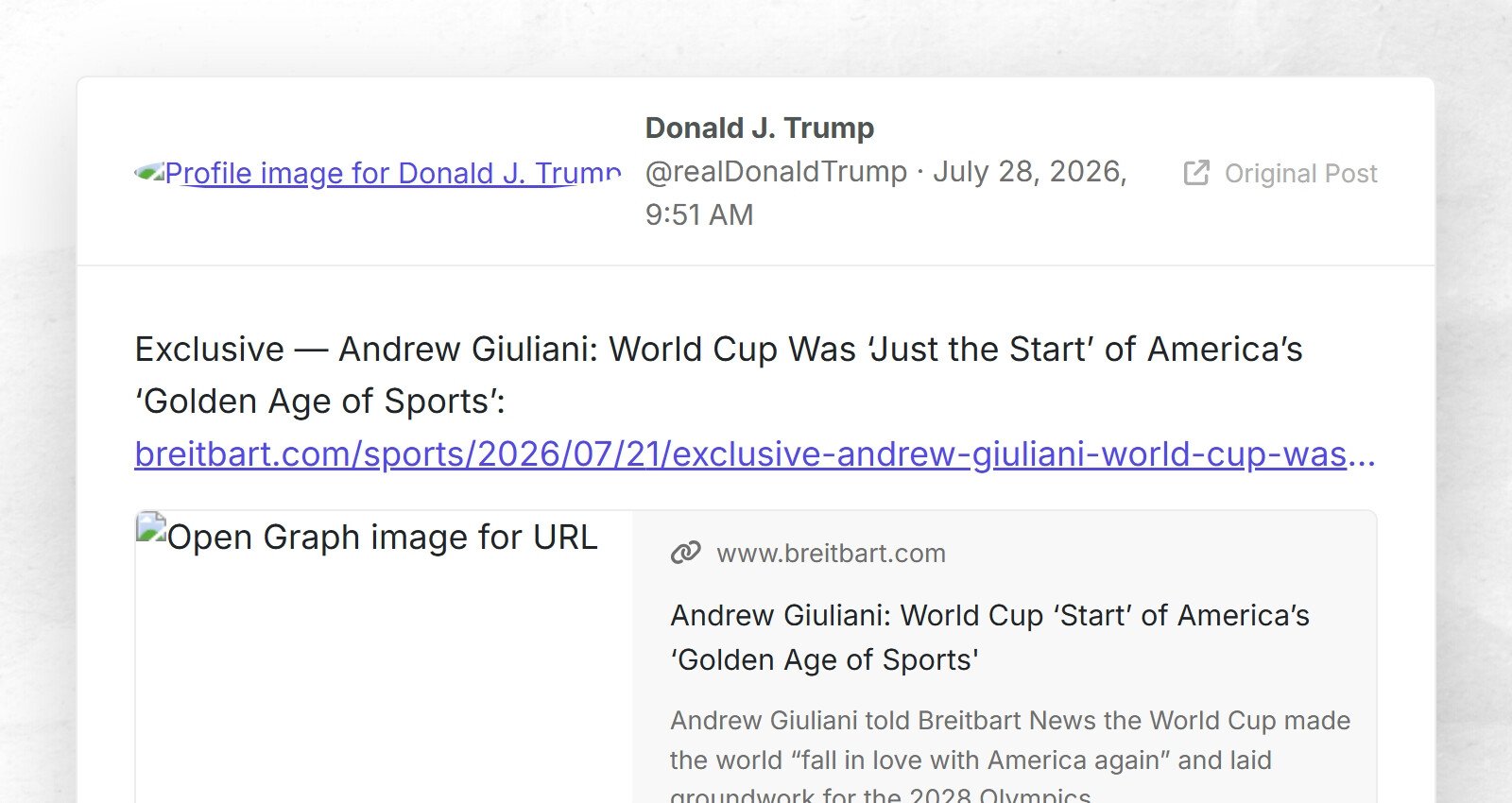 Exclusif — Andrew Giuliani : La Coupe du monde n'était « que le début » de « l'âge d'or du sport » américain :…