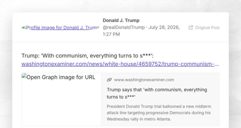 Trump : « Avec le communisme, tout tourne à la merde » : washingtonexaminer.com/news/wh…