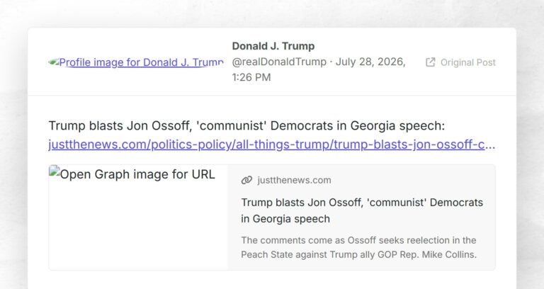 Trump fustige Jon Ossoff, discours des démocrates « communistes » en Géorgie : justthenews.com/politics-polic…