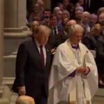 Trump arrive à la cathédrale nationale de Washington pour un mémorial en l'honneur du sénateur Lindsey Graham.