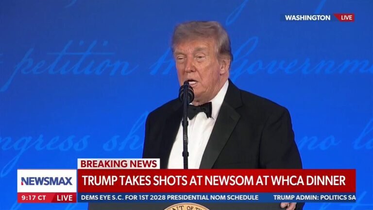 Président Trump : "Newsom a eu de gros problèmes lorsqu'il a ouvertement admis que Kamala était plus…