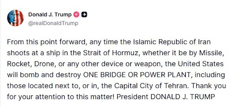 Trump dit que les États-Unis détruiront un pont ou une centrale électrique à chaque attaque iranienne à Ormuz