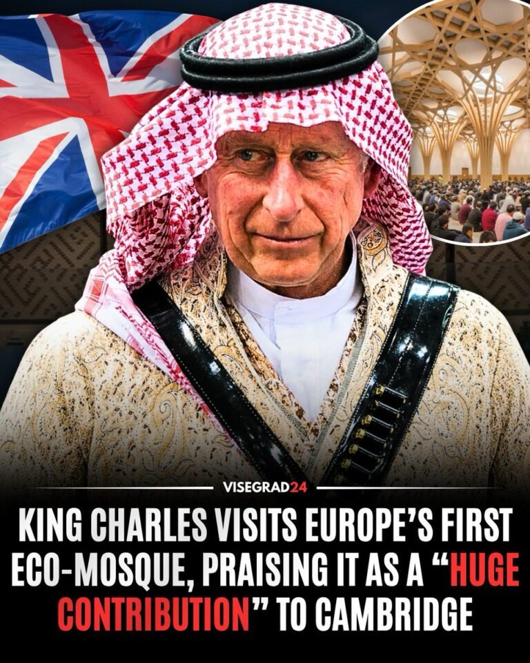 Le roi Charles a visité la mosquée centrale de Cambridge, la première éco-mosquée d'Europe, où il a salué…