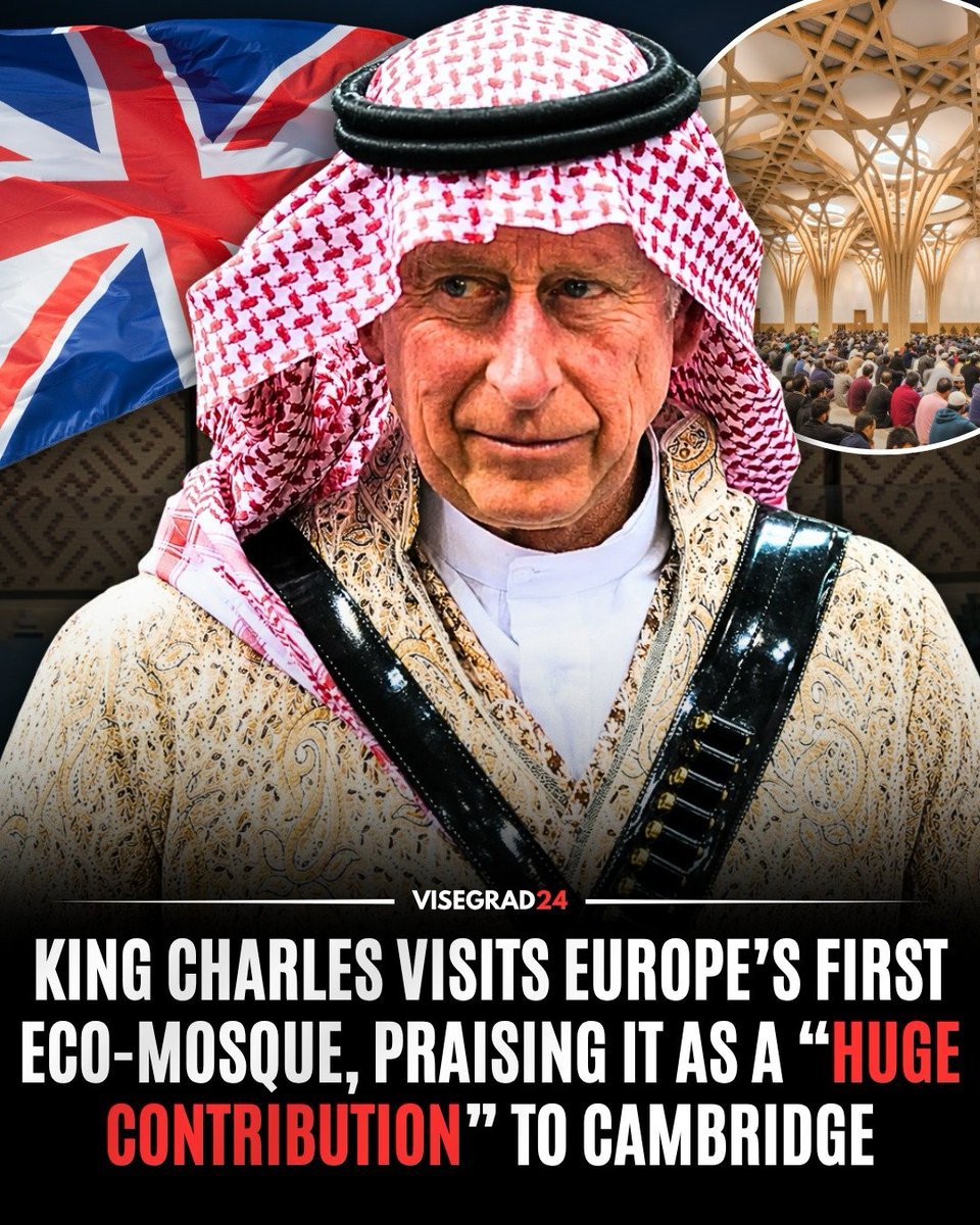 Le roi Charles a visité la mosquée centrale de Cambridge, la première éco-mosquée d'Europe, où il a salué…
