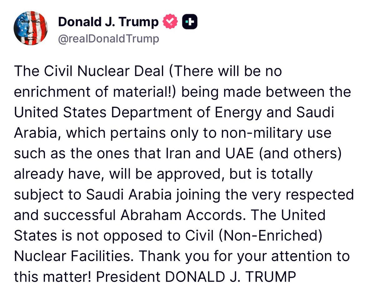 Le président Trump a déclaré que les États-Unis étaient prêts à approuver un accord nucléaire civil avec…