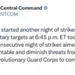 Le CENTCOM indique que les forces américaines ont lancé une 13e nuit consécutive de frappes contre des…