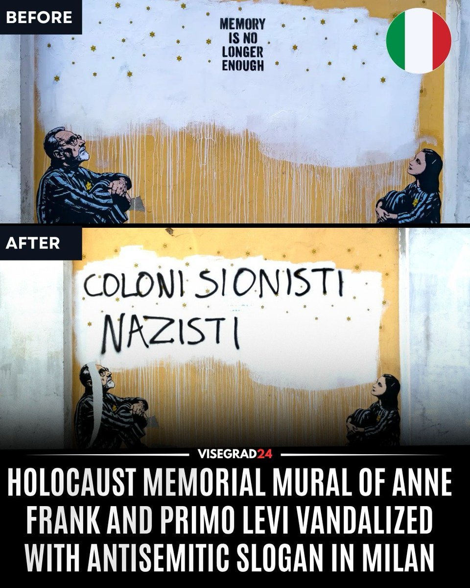 À Milan, une fresque représentant Anne Frank et Primo Levi, deux des symboles les plus puissants du…