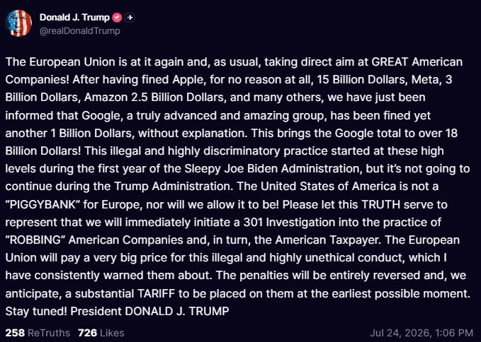 Le président Trump a déclaré que les États-Unis avaient ouvert une enquête 301 sur la pratique de l'UE de…