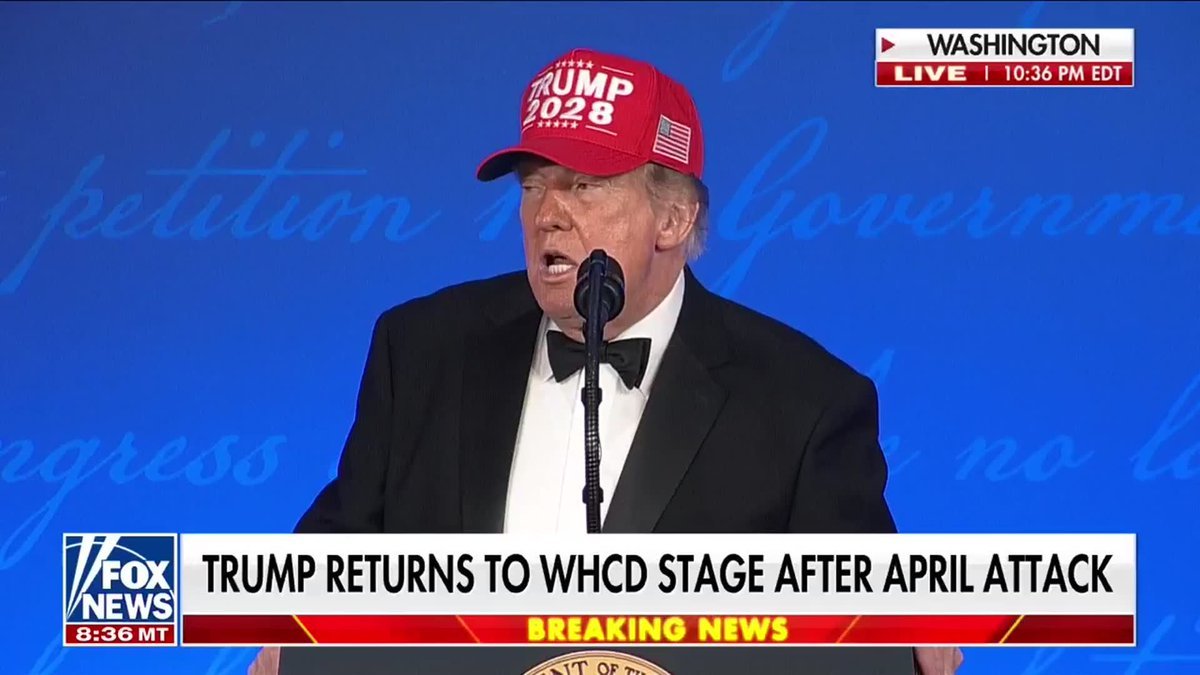 Le président Trump prononce un discours de clôture à la WHCA, s'adressant à la presse au sujet de sa…