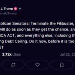Le président américain Donald Trump exhorte tous les sénateurs républicains à mettre fin à l’obstruction…