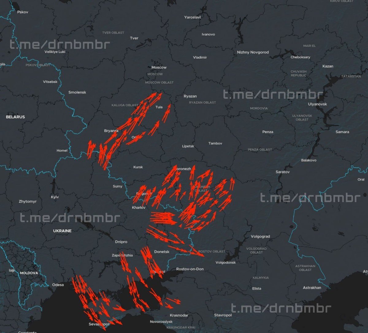 Au moins 300 drones ukrainiens se dirigent vers la Crimée et l’ouest de la Russie.