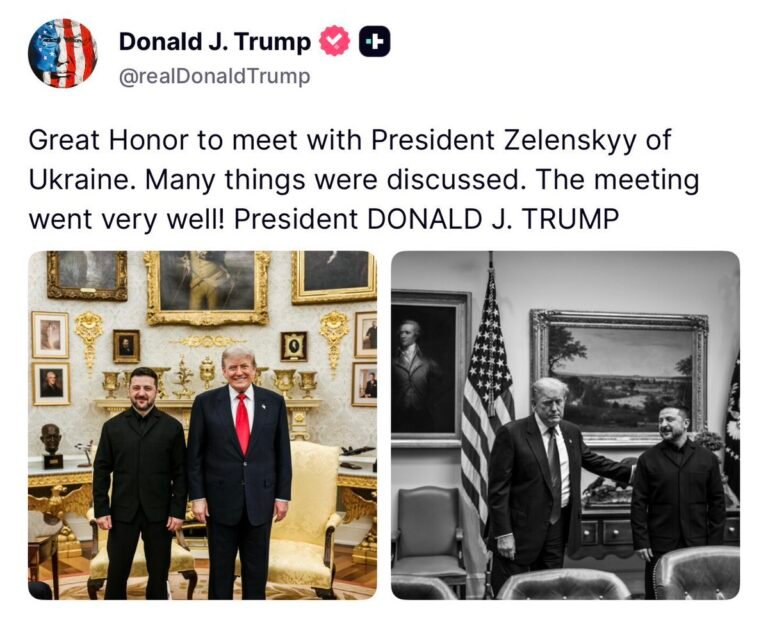 TRUMP : Grand honneur de rencontrer le président Zelenskyy d’Ukraine.