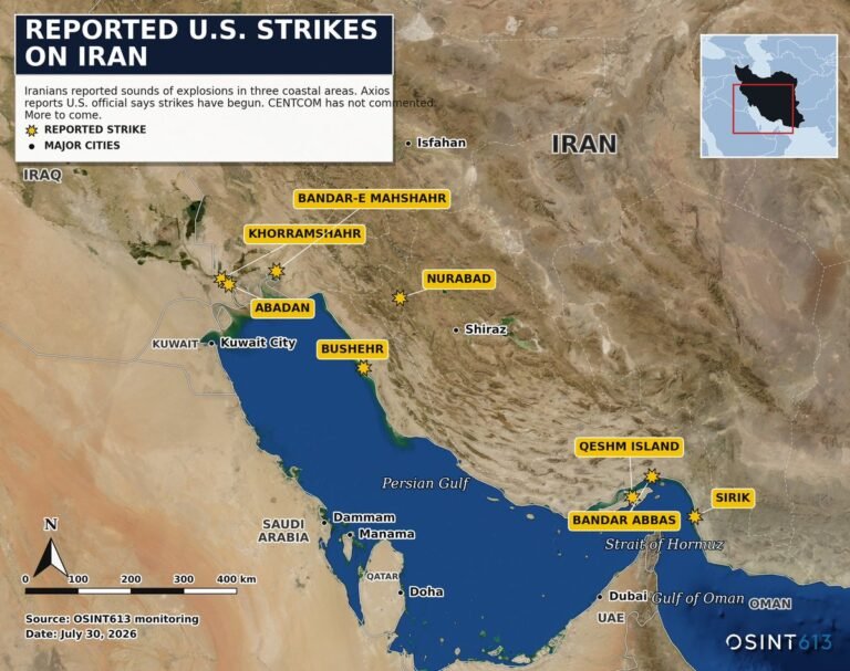 Les régions iraniennes suivantes auraient été touchées par les frappes américaines ce soir : 1.