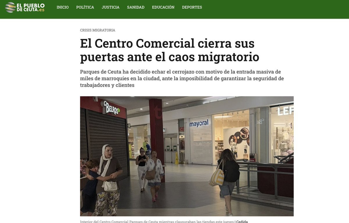 🇪🇸 Tous les centres commerciaux de Ceuta ferment leurs portes face à l’invasion migratoire d’aujourd’hui,…