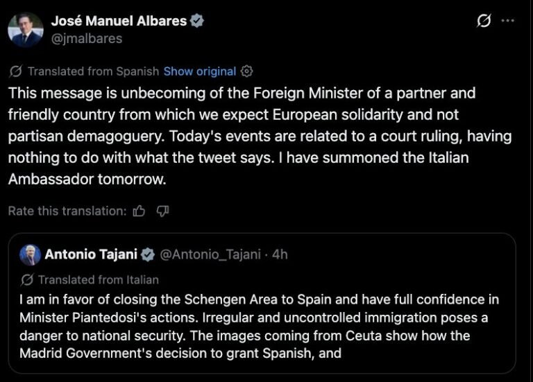 🇮🇹🇪🇸 En réponse à la déclaration du ministre italien des Affaires étrangères selon laquelle l’Italie est…