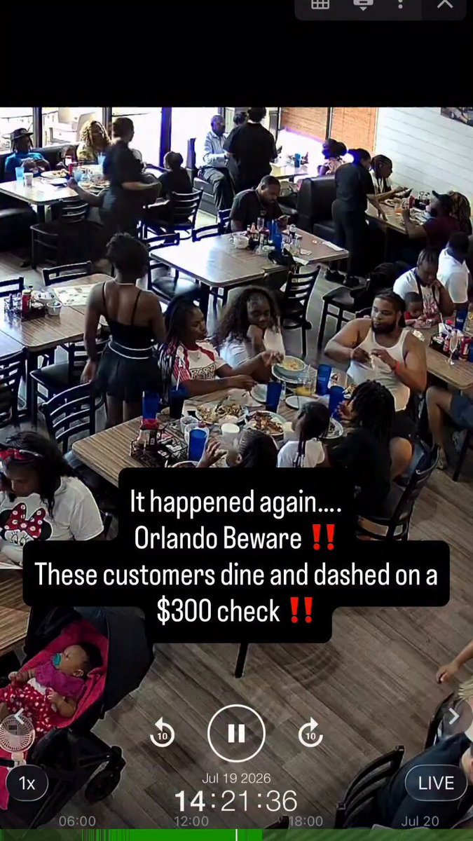 Un restaurant d'Orlando, en Floride, affirme qu'une famille nombreuse est partie sans payer une facture de…