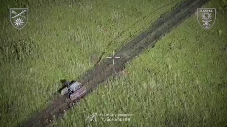 L'Ukrainien Termit UGV évite un drone russe FPV en cours de livraison.