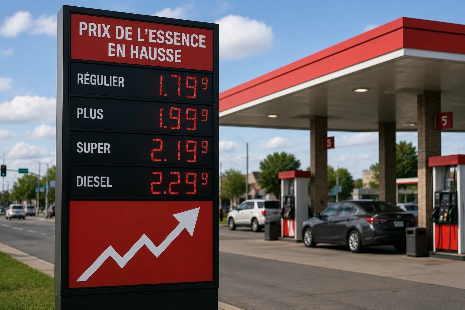 Panneau de prix de l'essence