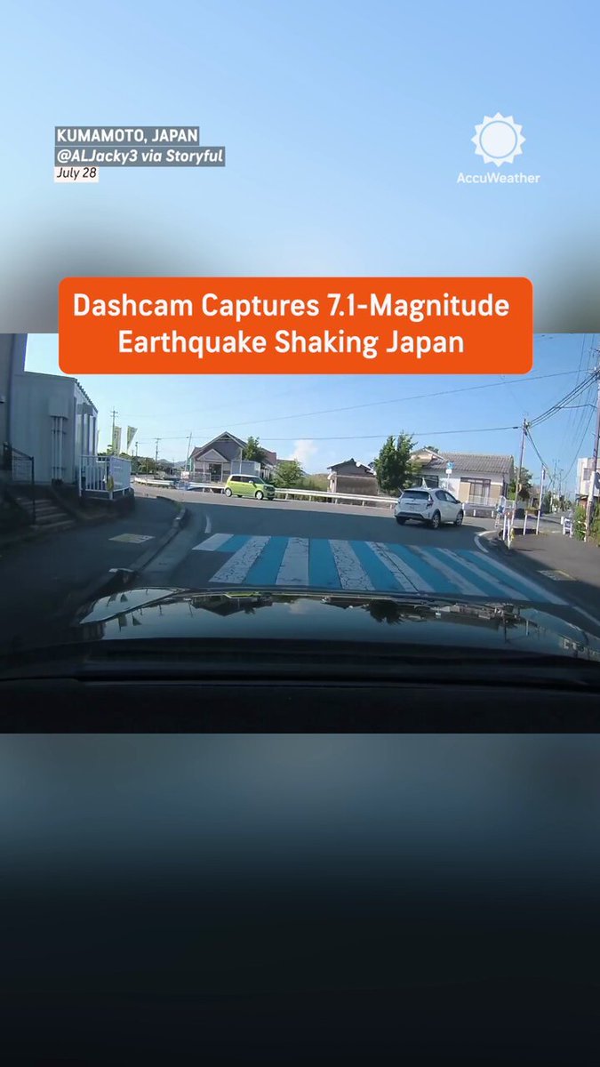 La vidéo Dashcam a capturé le moment puissant où un séisme de magnitude 7,1 a frappé Kumamoto, au Japon,…
