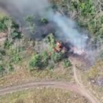 Suite d'une frappe de drone ukrainien sur une position d'artillerie de roquettes russe Grad.