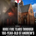 Un incendie majeur a détruit une partie de l'église historique de St Andrew à Leicester, en Angleterre,…