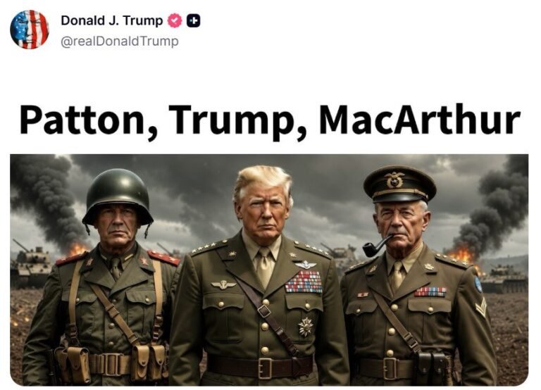 Trump partage l'image de lui par l'IA avec les généraux Patton et MacArthur.