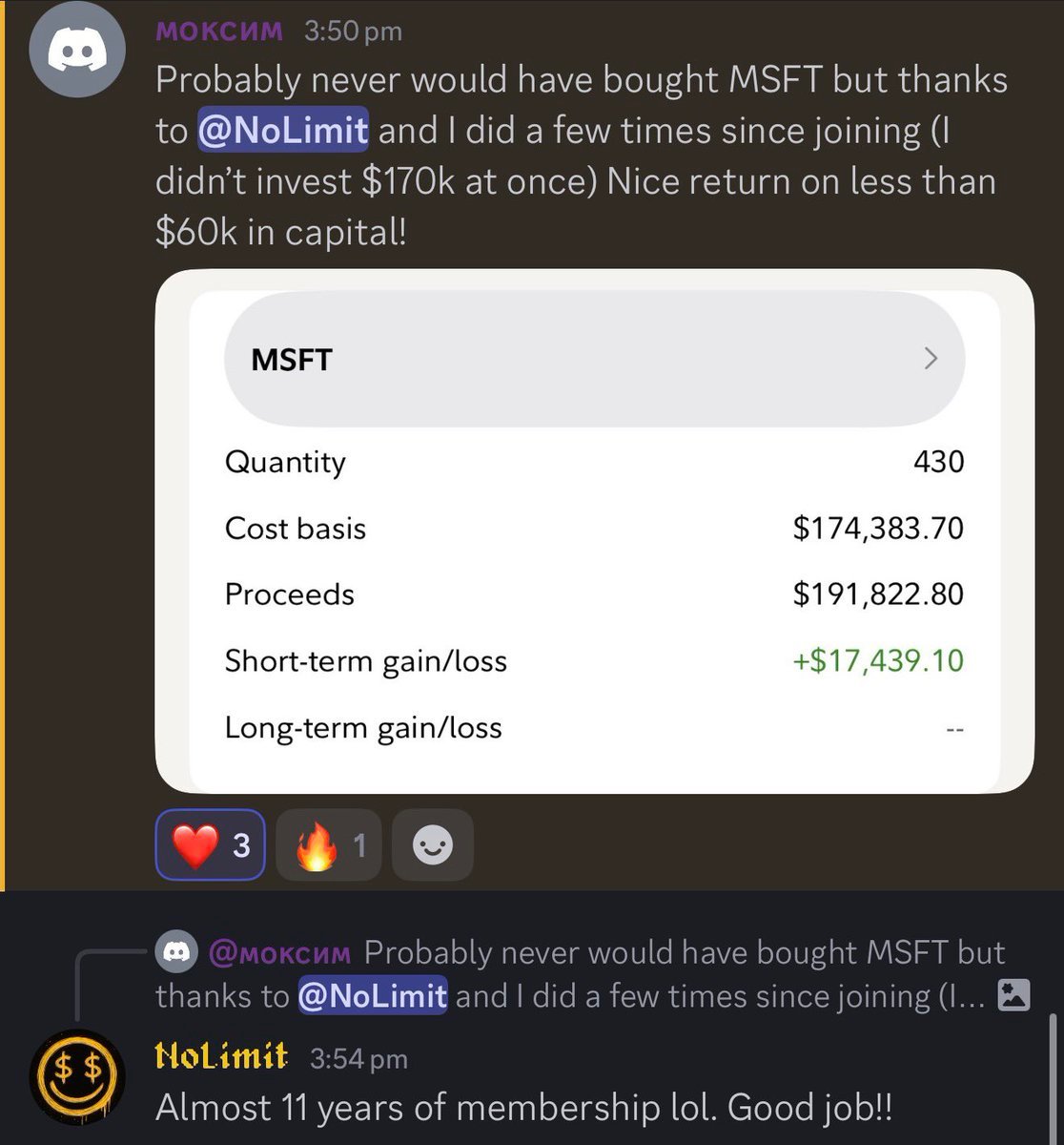 Un membre vient de récupérer 11 ans d'adhésion sur ONE TRADE.