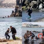 Les gardes-frontières espagnols aident les migrants clandestins à contourner la barrière frontalière de…
