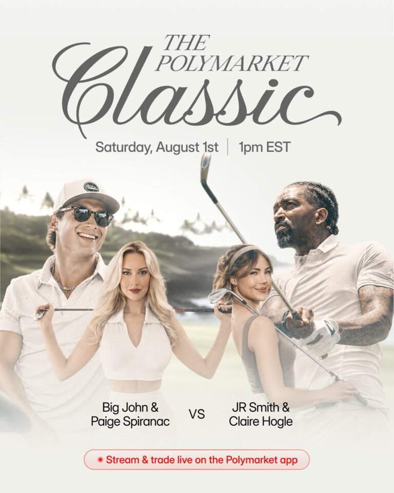 L'heure du départ. Big John et Paige Spiranac affrontent JR Smith et Claire Hogle au Polymarket Classic.