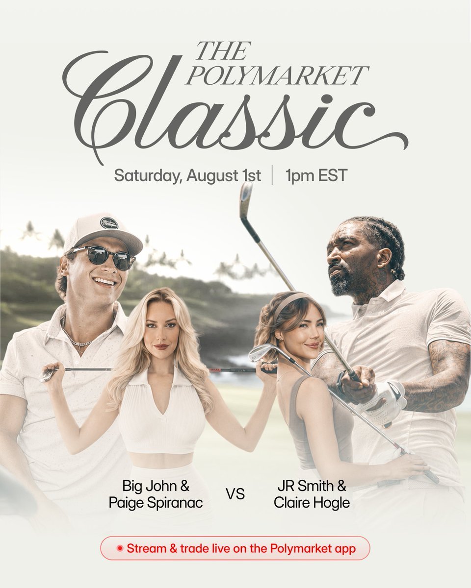 L'heure du départ. Big John et Paige Spiranac affrontent JR Smith et Claire Hogle au Polymarket Classic.