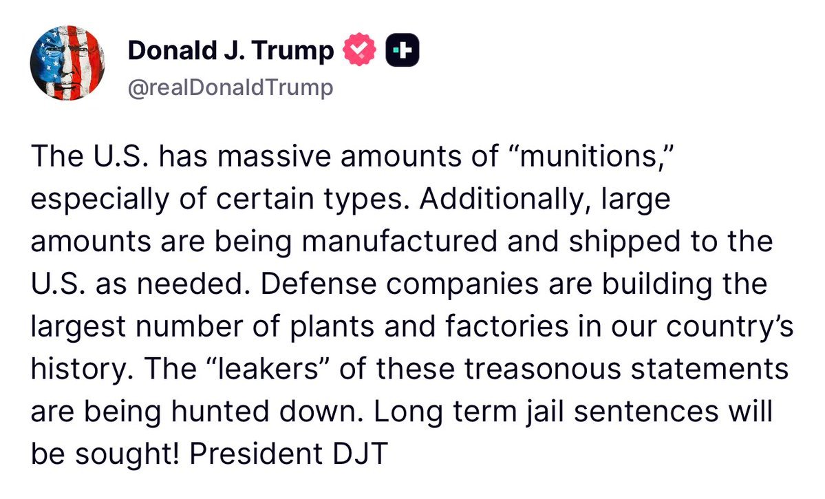 NOUVEAU : Le président Trump repousse les rapports sur les stocks de munitions américains, affirmant que…