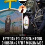 Quatre chrétiens coptes d'Égypte ont été arrêtés par la police après qu'une foule musulmane a attaqué leur…
