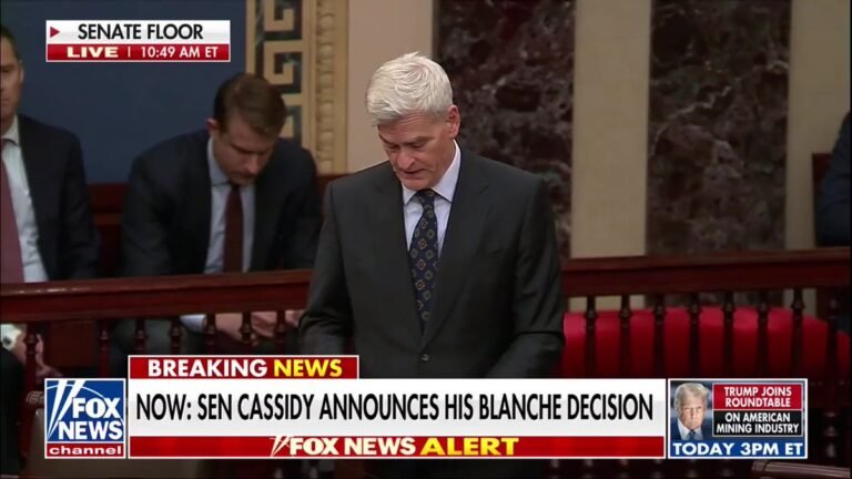 Le sénateur Bill Cassidy annonce qu'il votera pour confirmer Todd Blanche au poste de procureur général,…