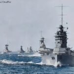 Le HMS Rodney et d'autres cuirassés britanniques lors de la Silver Jubilee Fleet Review à Spithead le 16…
