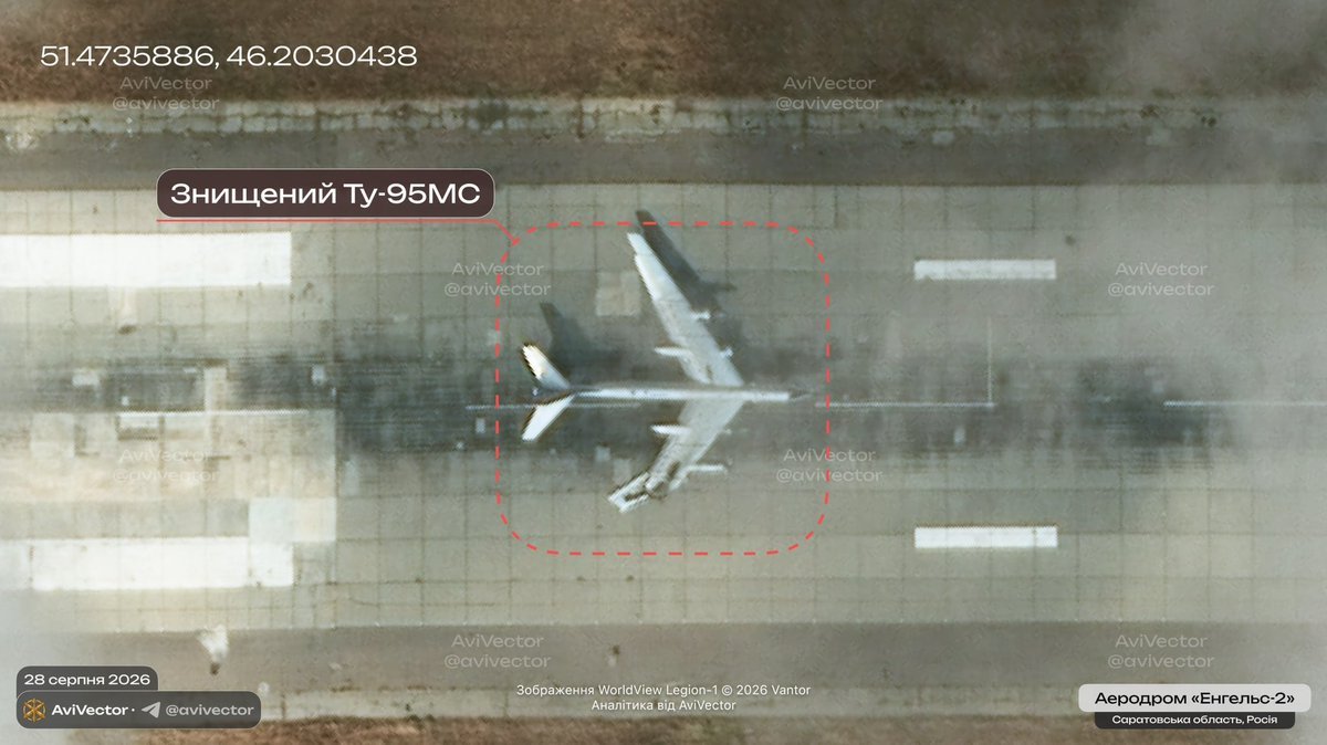 un drone d'attaque ukrainien a frappé avec succès un bombardier lourd russe Tu-95 Bear sur la base…