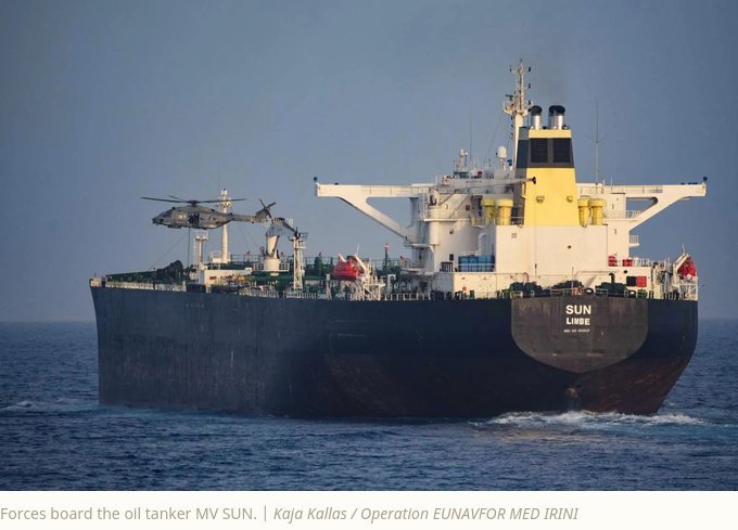 Les forces de l'UE ont arraisonné dimanche le pétrolier MV SUN en Méditerranée, selon le chef de la…