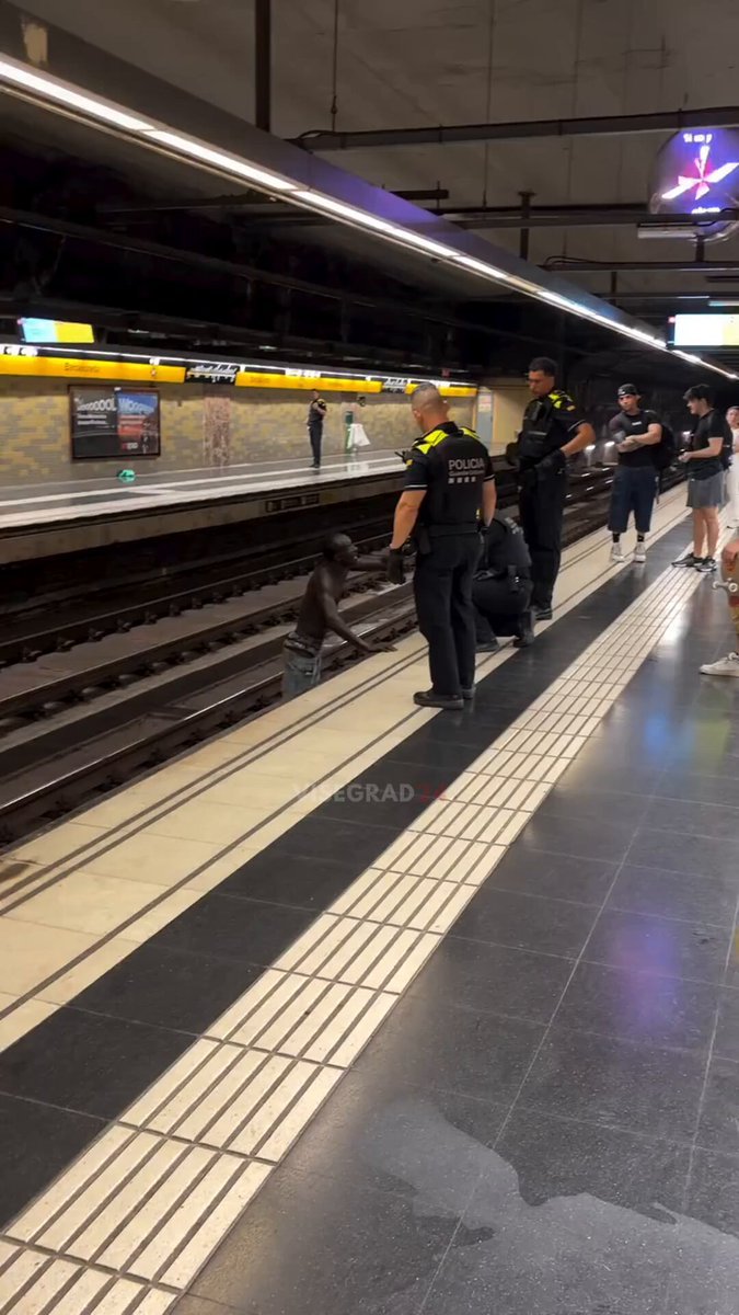 🇪🇸 À Barcelone, un migrant africain enragé a sauté sur les rails d'une station de métro et a commencé à…