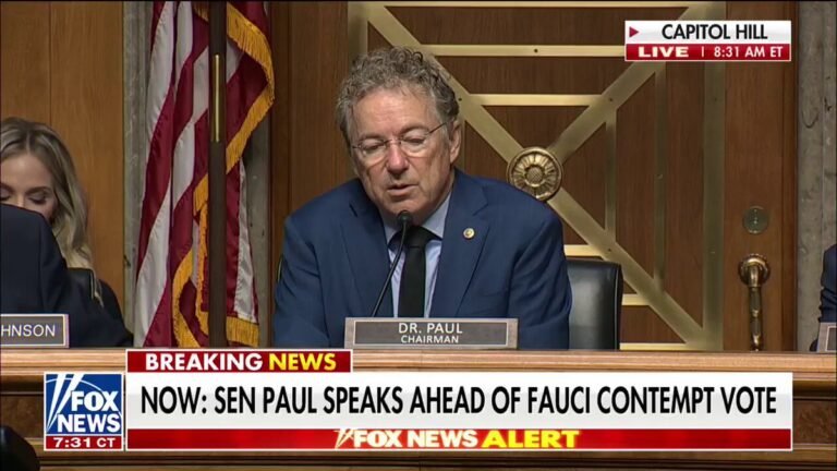 NOUVEAU : Le sénateur Rand Paul souligne les luttes du peuple américain avant le vote du Sénat sur Fauci…