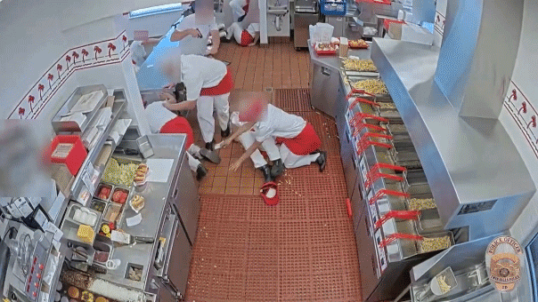 Une nouvelle vidéo effrayante montre des citoyens armés et un soldat en congé affrontant le tireur d'In-N-Out lors d'un déchaînement meurtrier