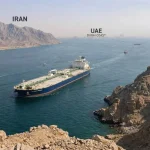 Oil-tanker-passing-through-the-Strait-of-Hormuz-between-Iran-and-Oman-narrow-waterway