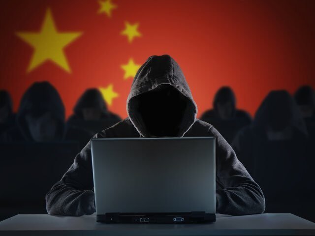 Many chinese hackers in troll farm. Privacy and security concept.