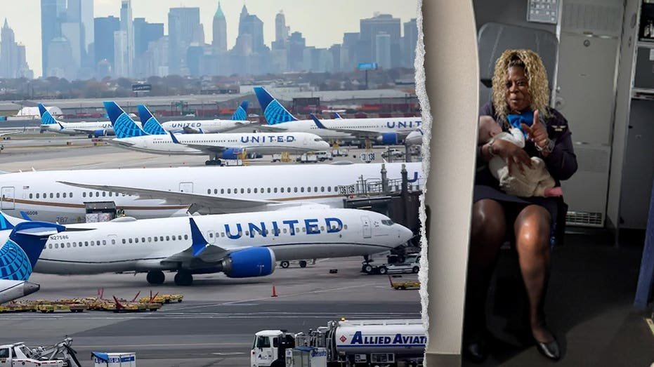 Une hôtesse de l'air de United réalise un sauvetage rapide et attrape un bébé qui était sur le point de tomber des genoux de sa mère « épuisée »