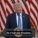 Donald Trump s'exprimant à la Maison-Blanche au sujet de l'aviation iranienne