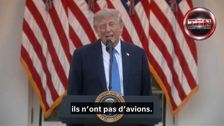 Donald Trump s'exprimant à la Maison-Blanche au sujet de l'aviation iranienne