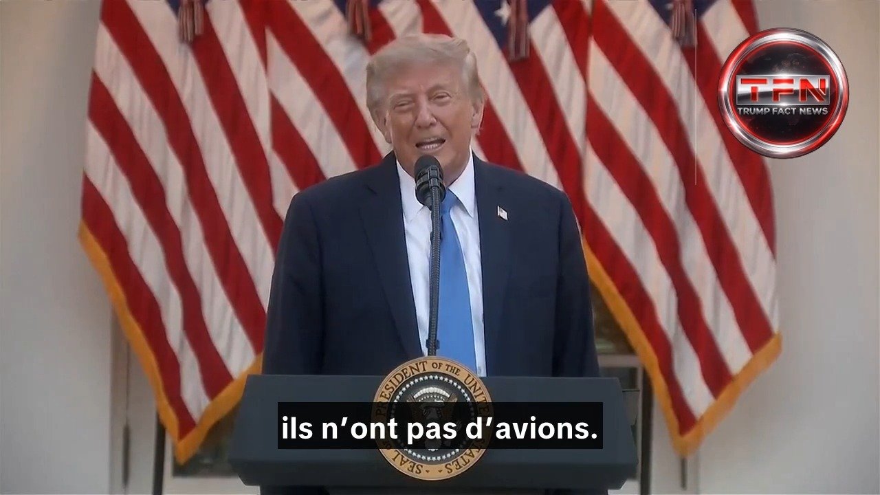 Donald Trump s'exprimant à la Maison-Blanche au sujet de l'aviation iranienne